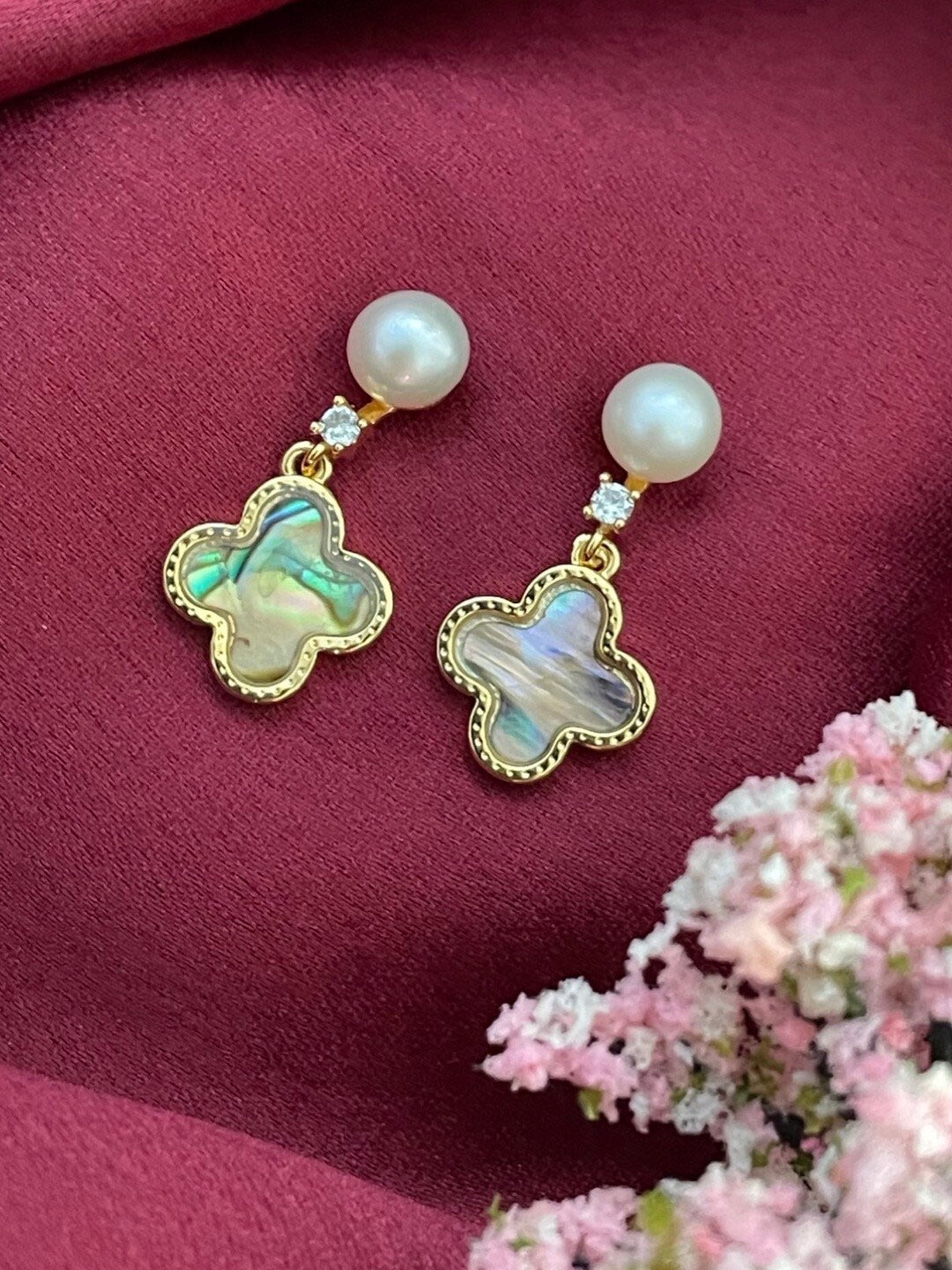 

Digital Dress Room Gold Plated Pearl Beaded Drop Earrings