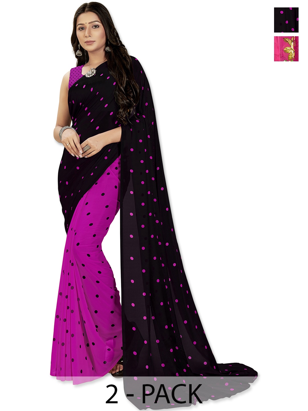 

ANAND SAREES Ethnic Motifs Poly Georgette Saree, Pink