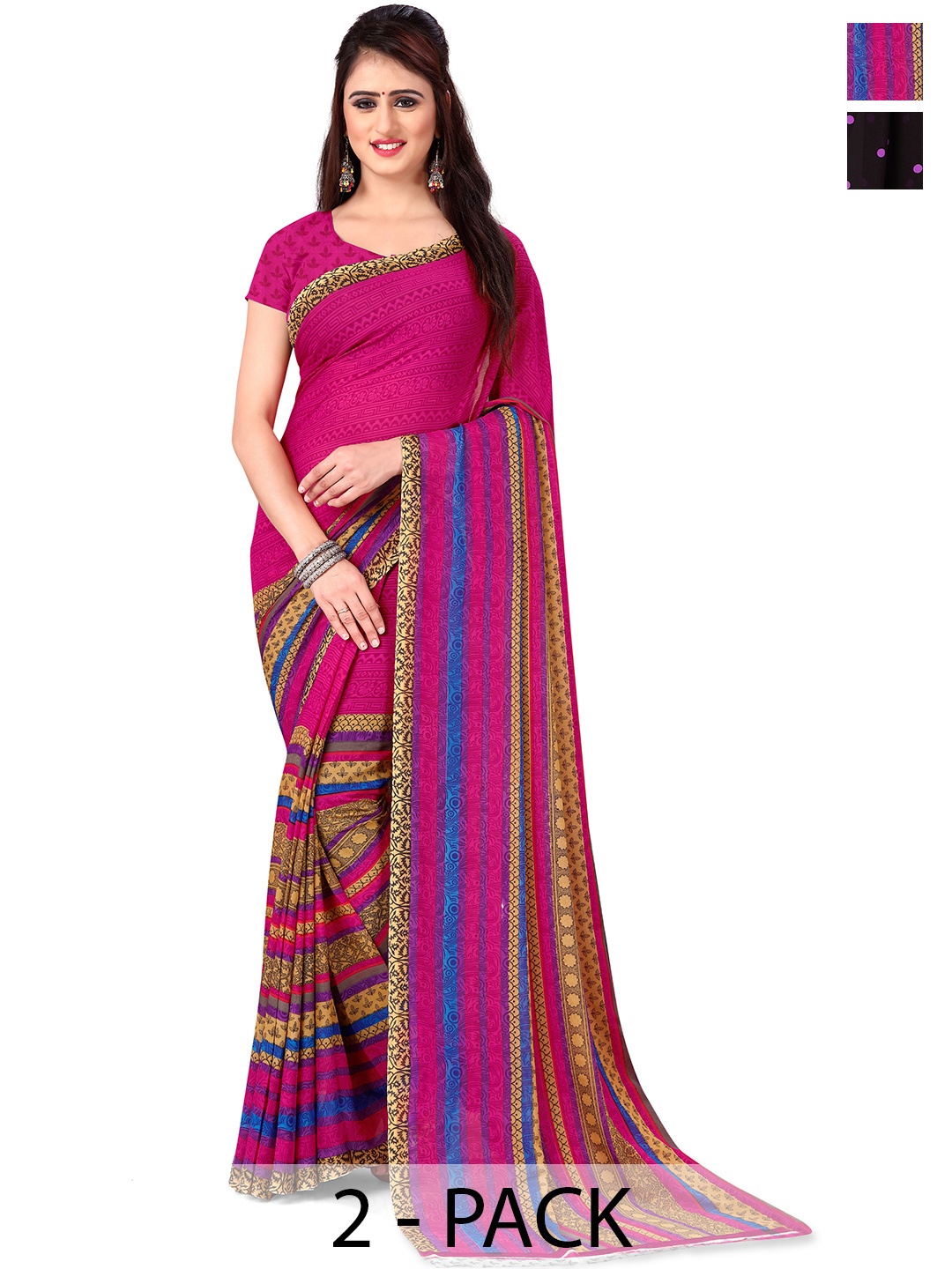 

ANAND SAREES Ethnic Motifs Saree PACK OF 2, Purple