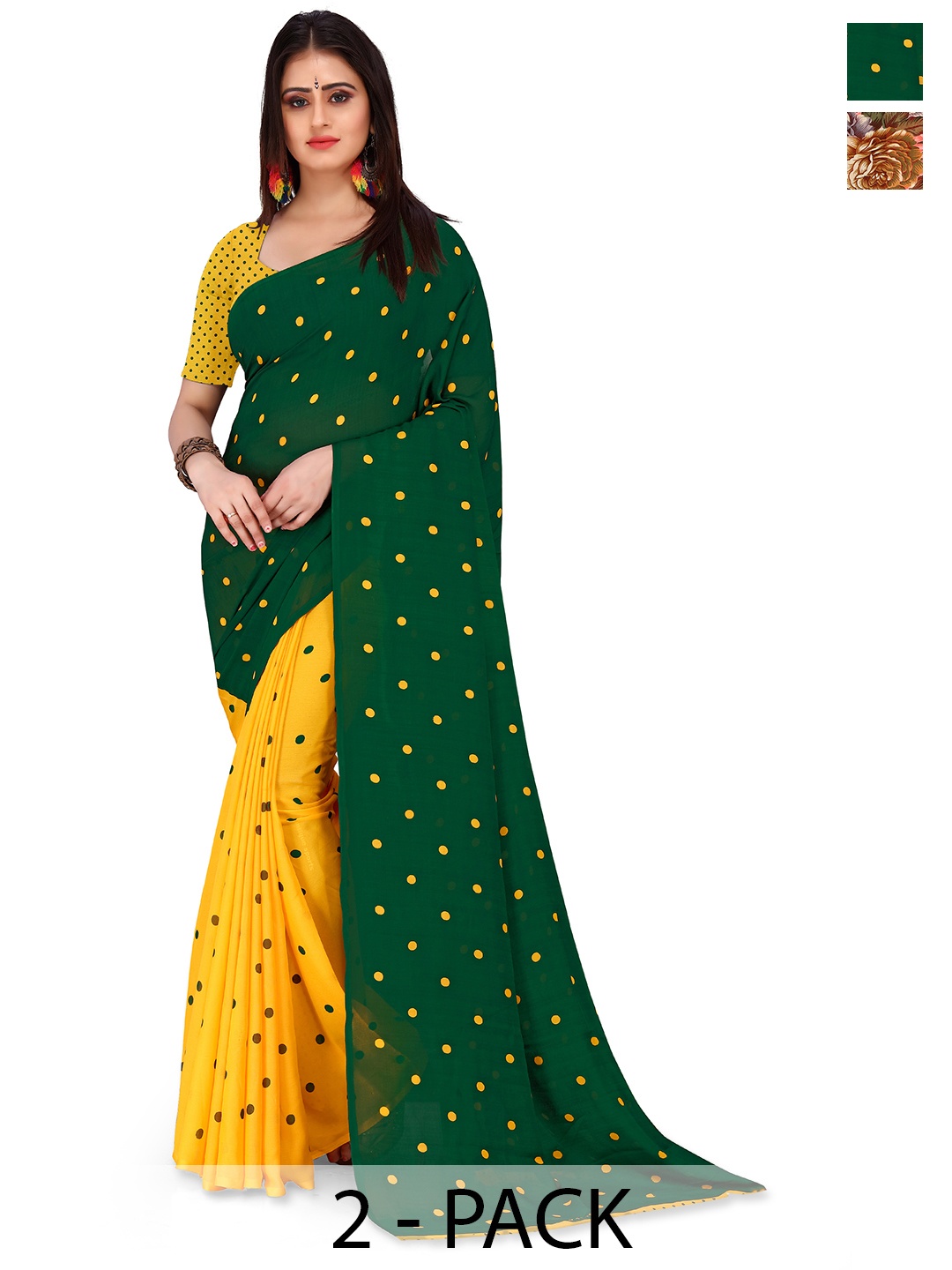 

ANAND SAREES Floral Saree PACK OF 2, Peach