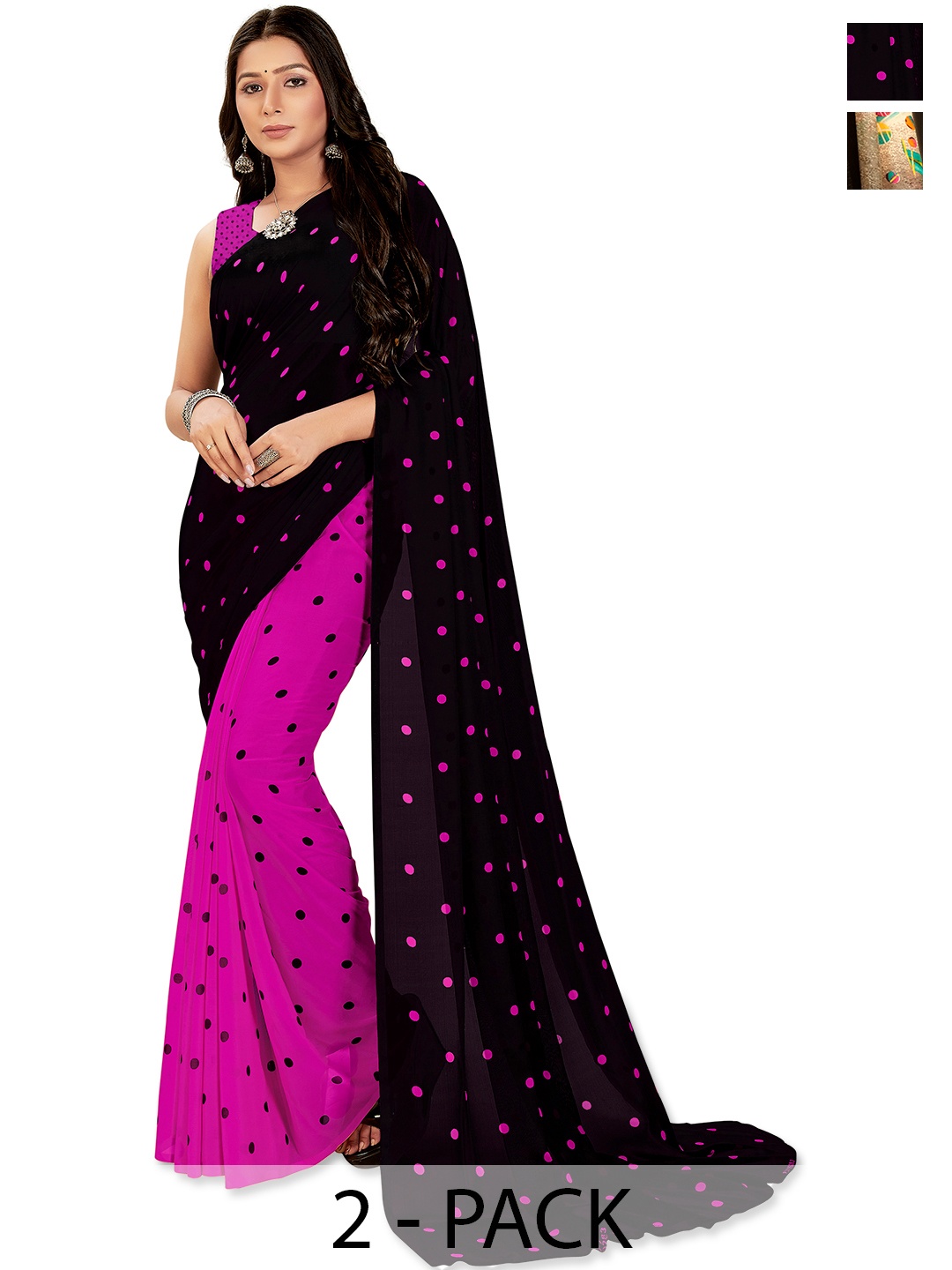 

ANAND SAREES Floral Saree PACK OF 2, Pink
