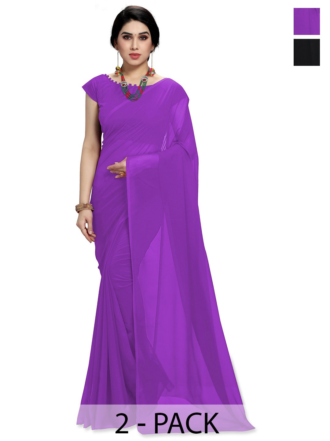 

ANAND SAREES Solid Saree, Purple