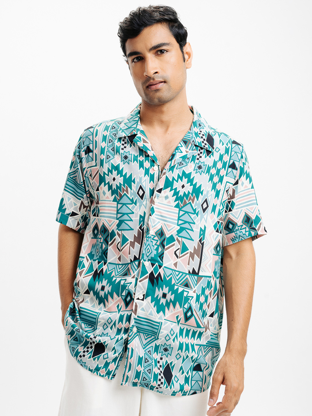 

FREAKINS Opaque Printed Casual Shirt, Green