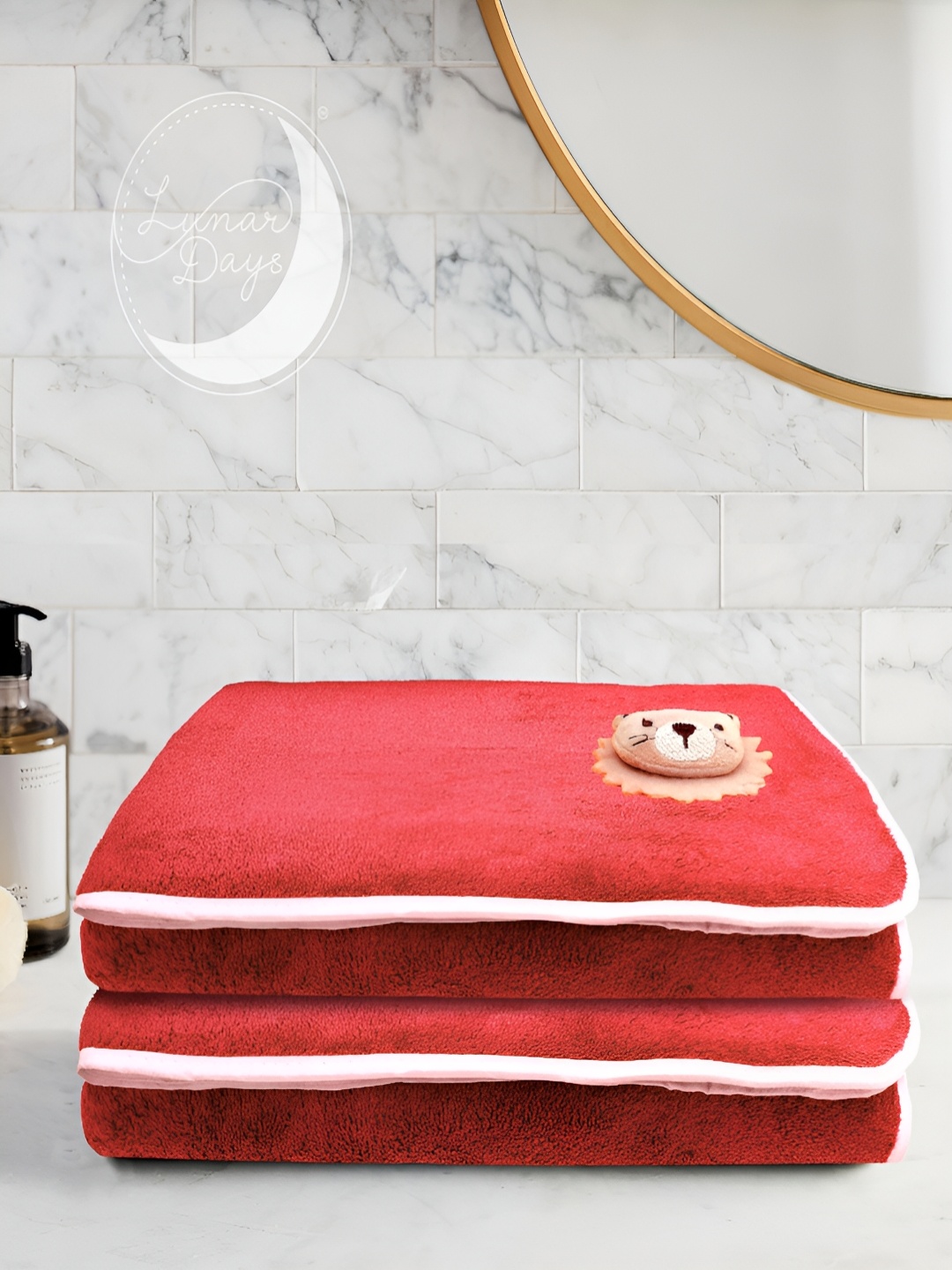 

Lunar Days Red 2 Pieces Bath Towel