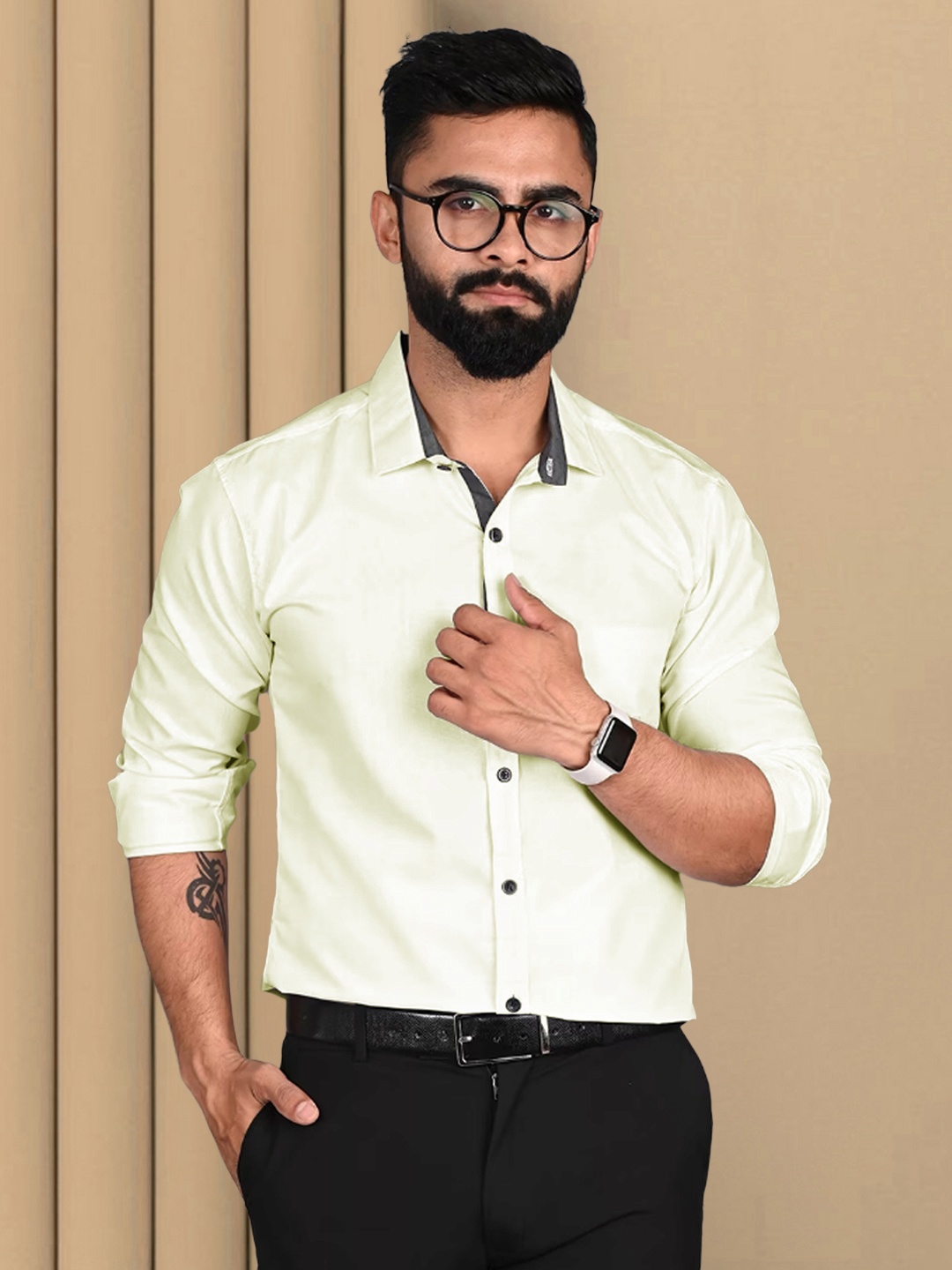

Tee Projekt Pack of 3 Cotton Formal Shirts, Yellow