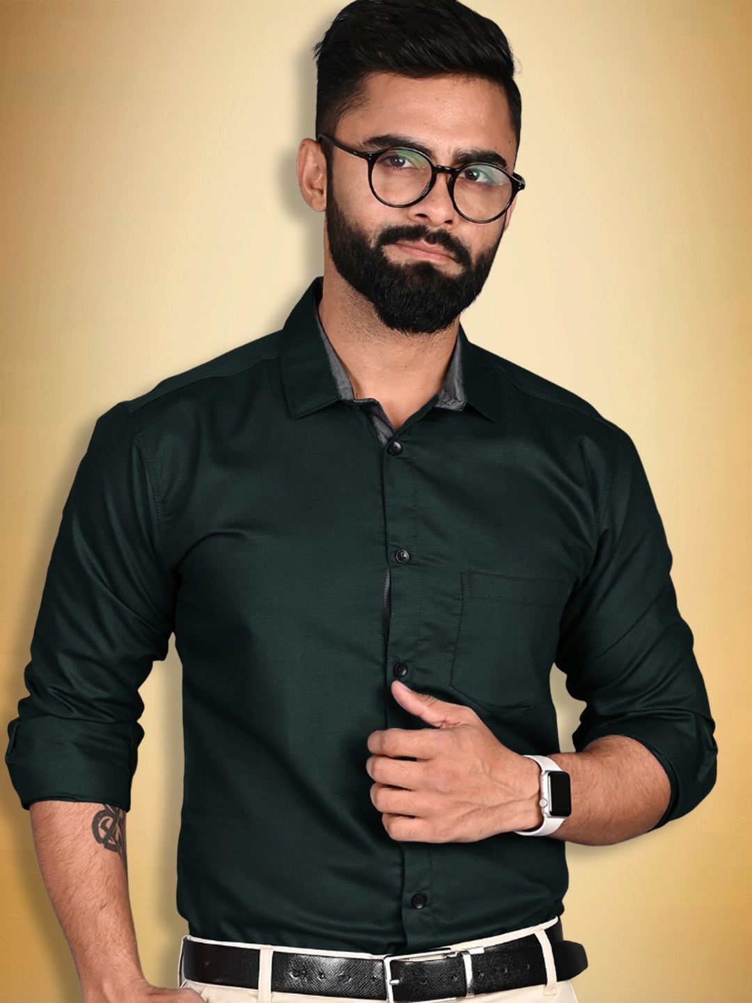 

Ethnic basket Pack Of 3 Spread Collar Casual Pure Cotton Shirts, Black