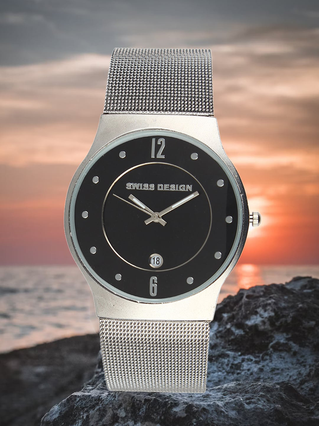 

Swiss Design Men Bracelet Style Straps Analogue Watch SDWatch24-9010-IPS-BK, Black