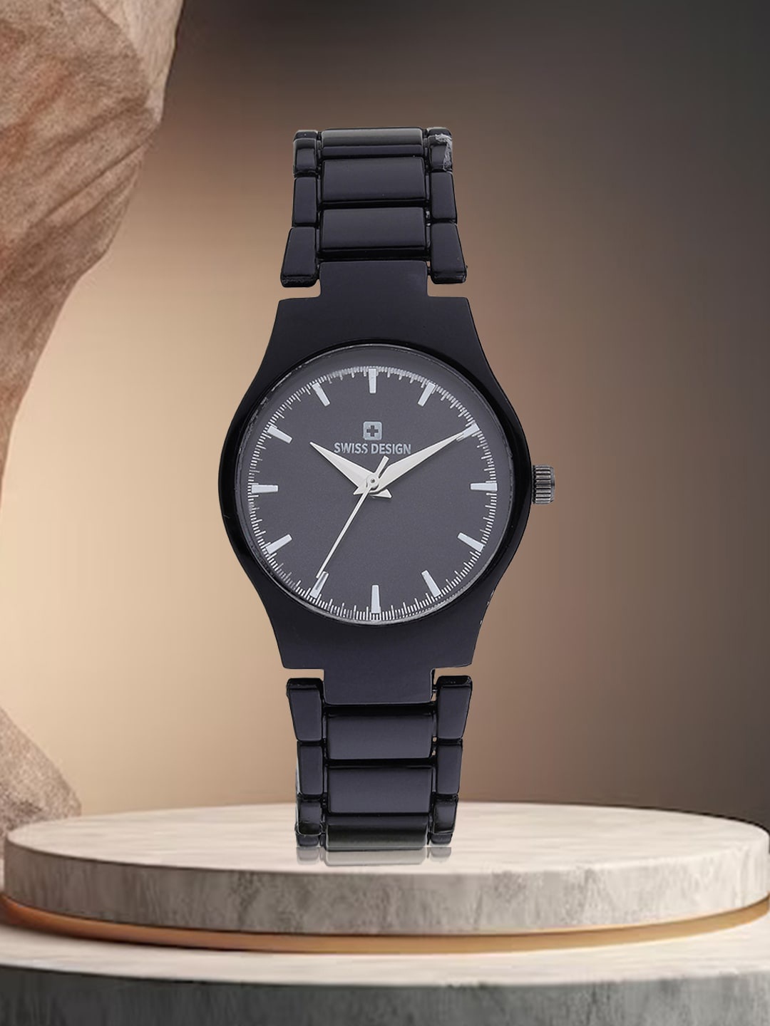 

Swiss Design Women Bracelet Style Straps Analogue Watch SDWatch24-002L-BK, Black