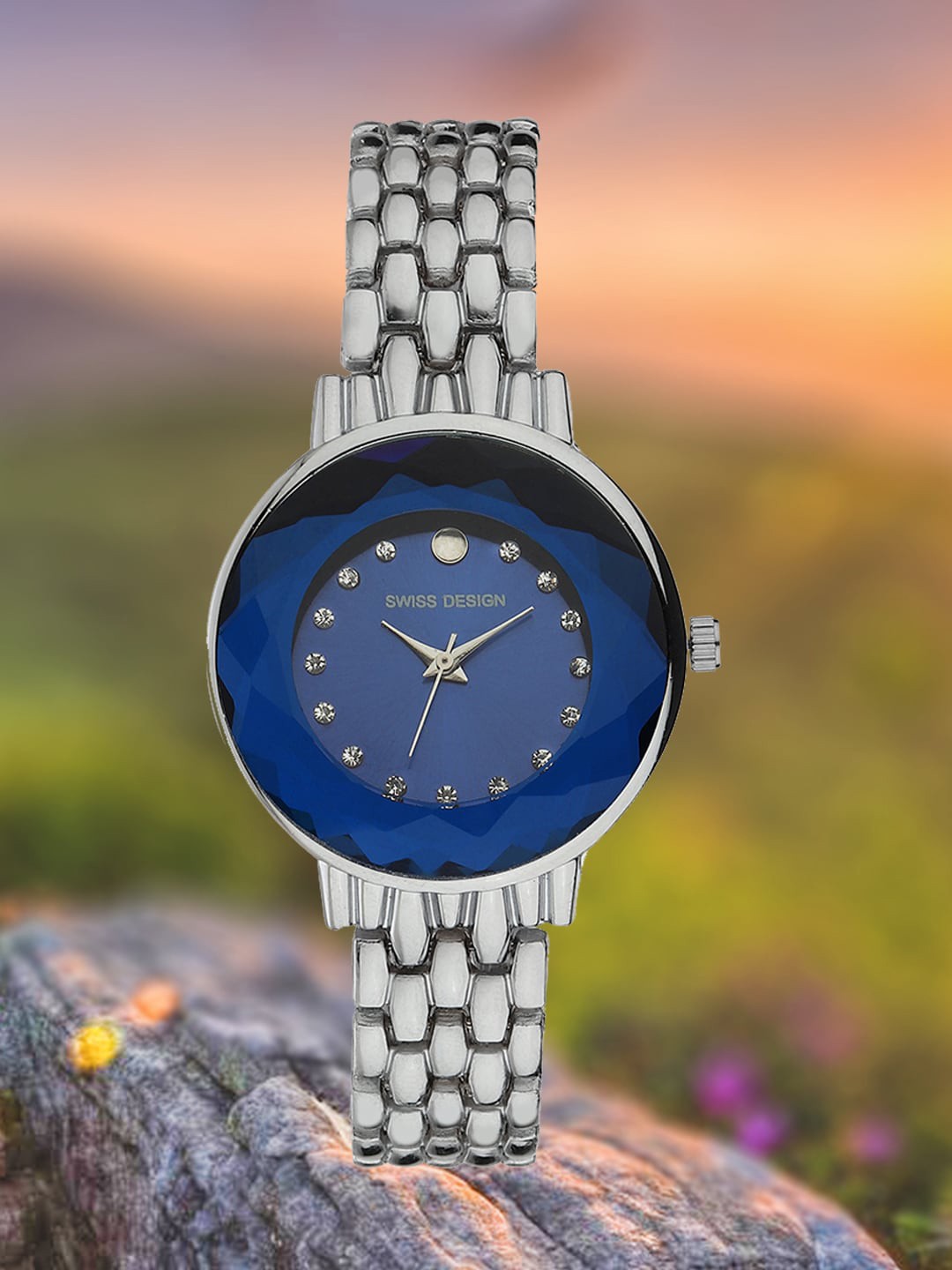

Swiss Design Women Embellished Dial & Bracelet Style Straps Analogue Watch SDWatch24-WG1, Silver