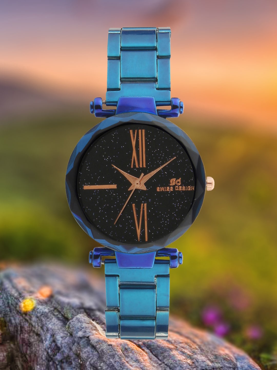

Swiss Design Women Textured Dial & Metal Straps Analogue Watch SDWatch24-CH-913-BL, Blue