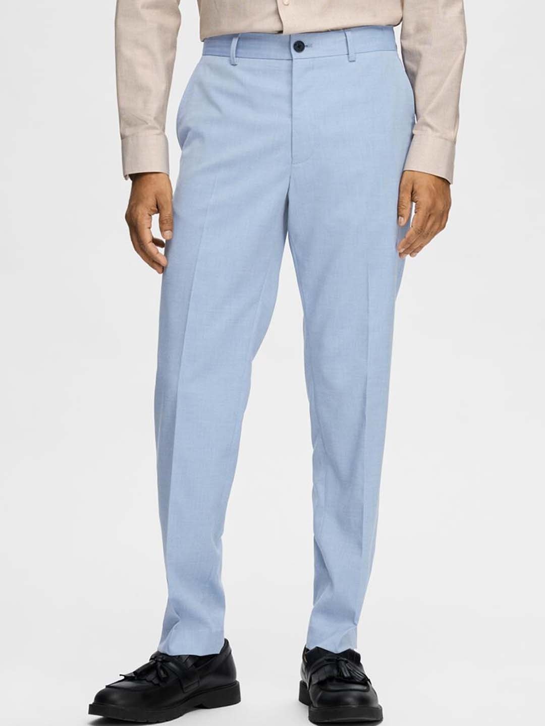 

SELECTED Slim Fit Mid-Rise Parallel Trousers, Blue