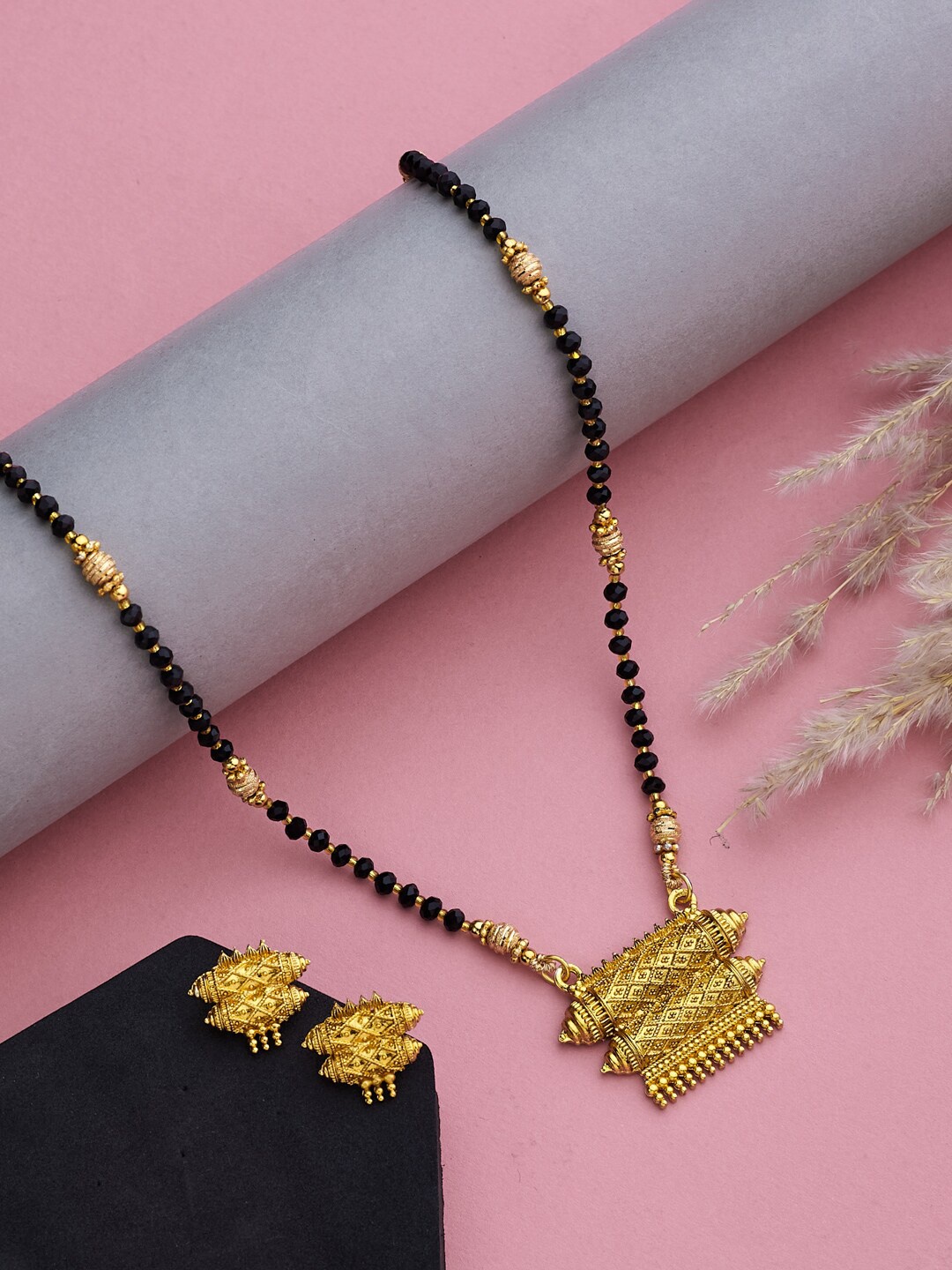

ATIBELLE Gold-Plated Beaded Mangalsutra