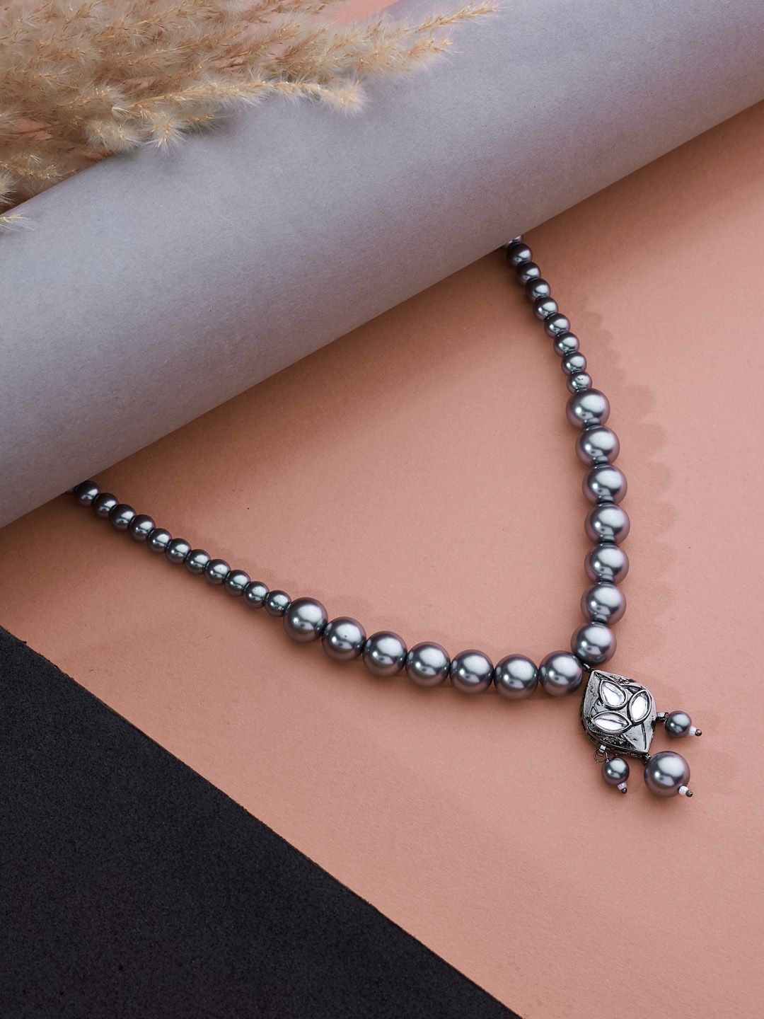 

ATIBELLE Silver-Plated Brass Beaded Necklace
