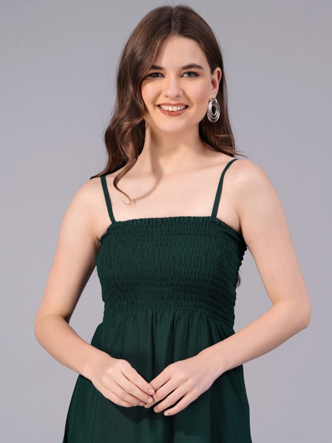

Fusion Threads Smocked Fit & Flare Maxi Dress, Green