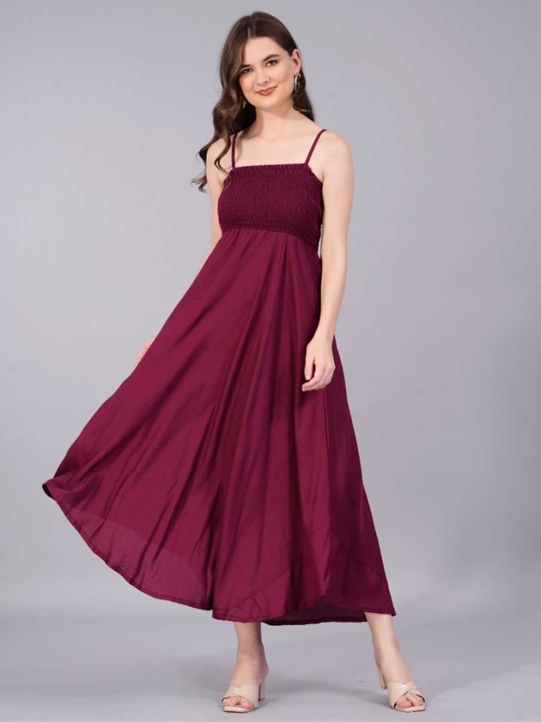 

Fusion Threads Smocked Fit & Flare Maxi Dress, Magenta