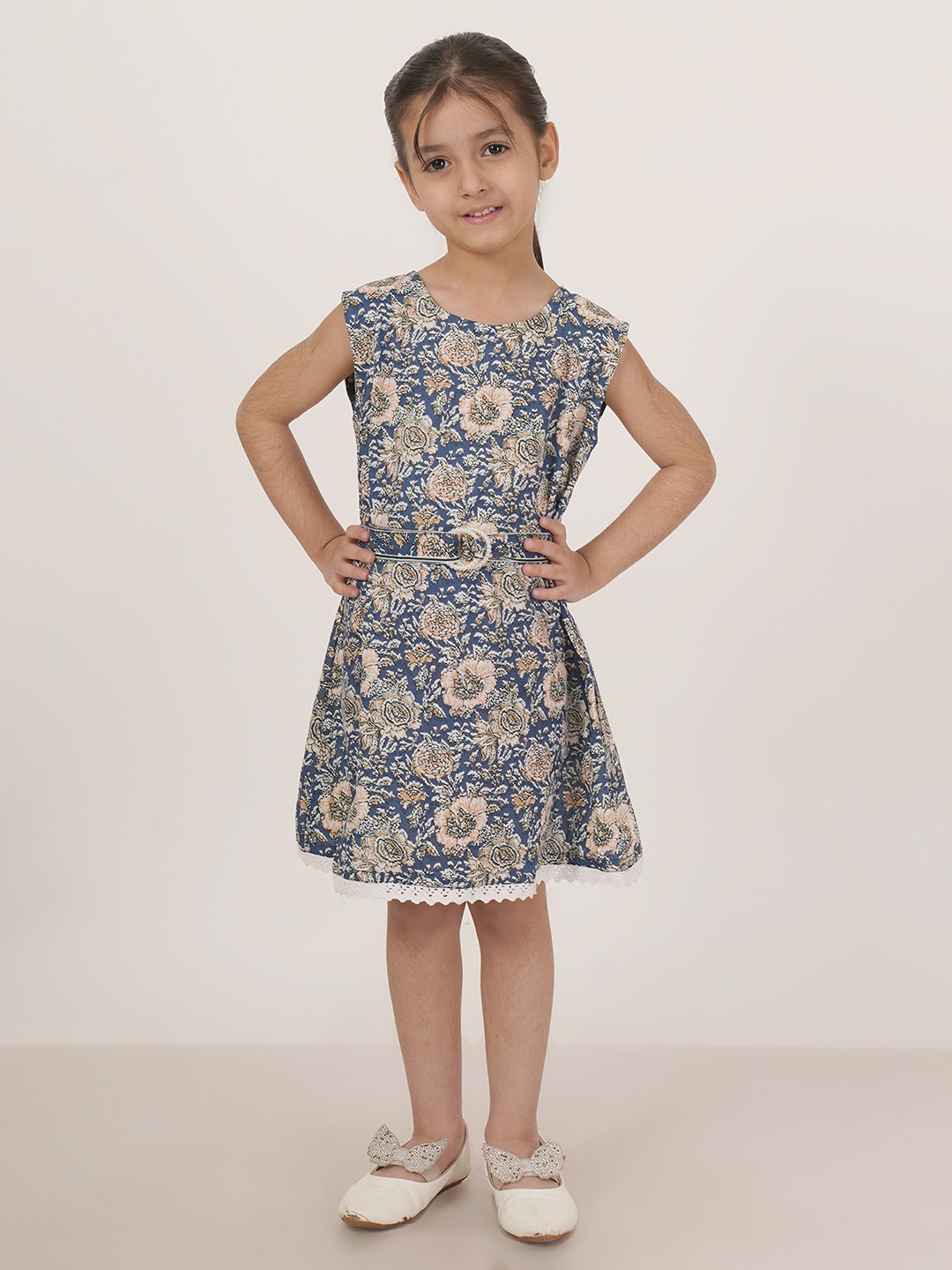 

FABRIC FITOOR Floral Print Fit & Flare Dress, Blue