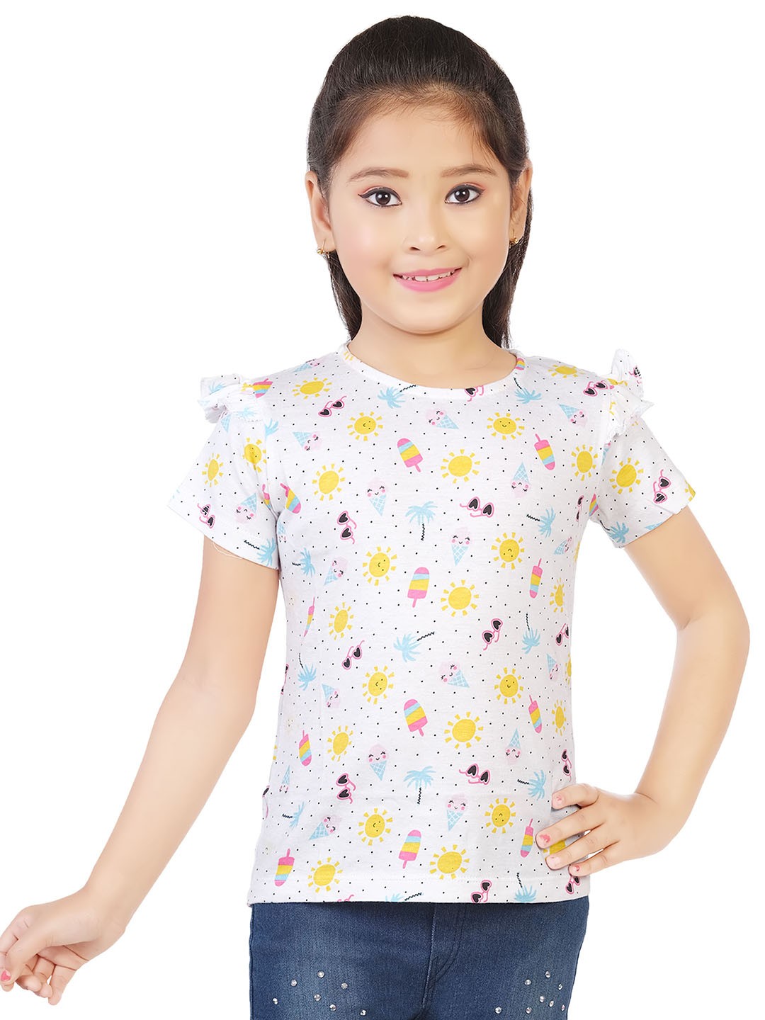 

CELEBRITY CLUB Girls Printed Top With Shorts, White