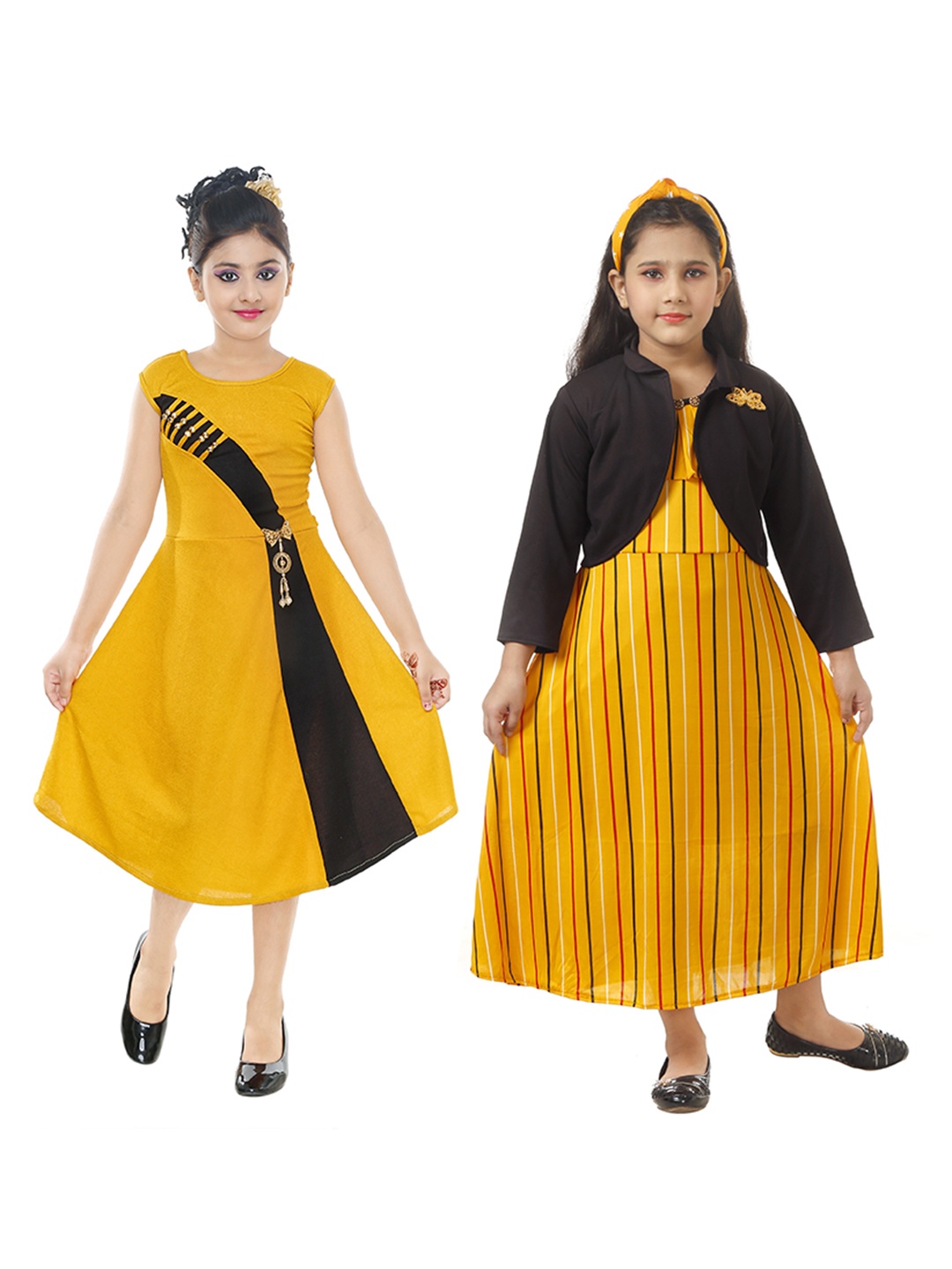 

BAESD Pack of 2 A Line Midi Dress, Yellow