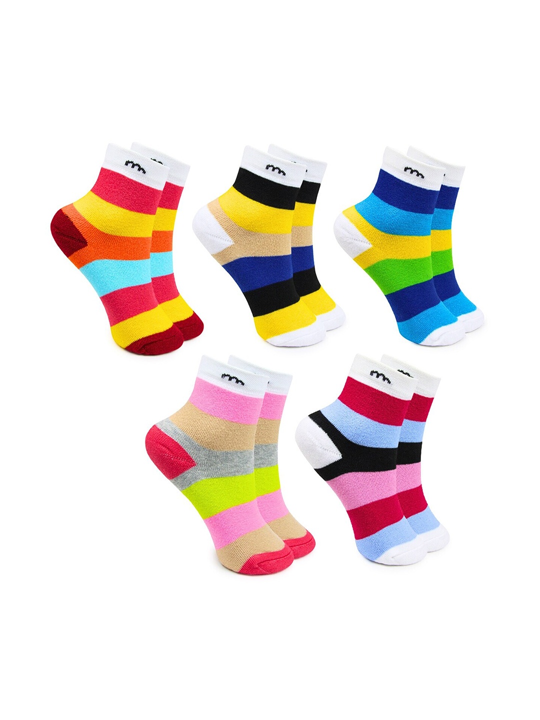 

BAESD Infants Pack Of 5 Striped Breathable Ankle-Length Socks, Red