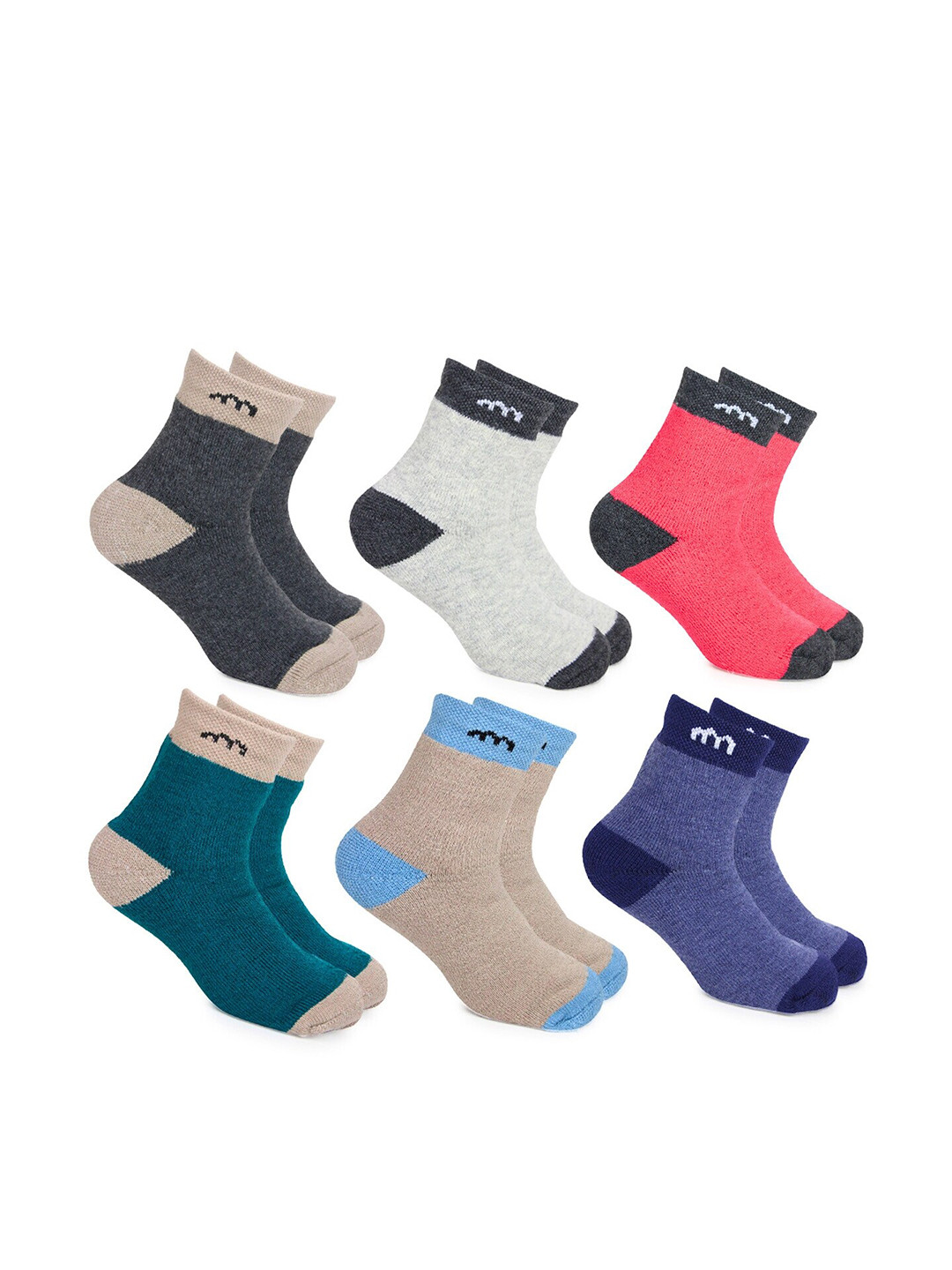 

BAESD Kids Pack Of 6 Colourblocked Breathable Ankle Length Socks, Red