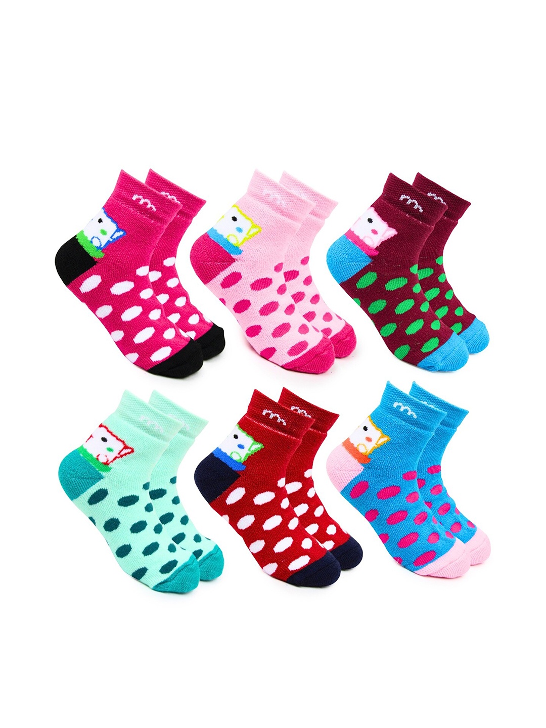

BAESD Kids Pack Of 6 Patterned Breathable Ankle-Length Socks, Brown