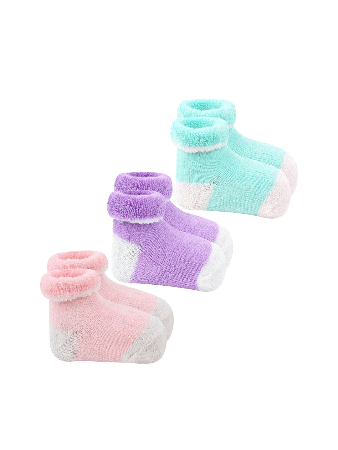 

BAESD Infants Pack Of 3 Colourblocked Breathable Ankle-Length socks, Green