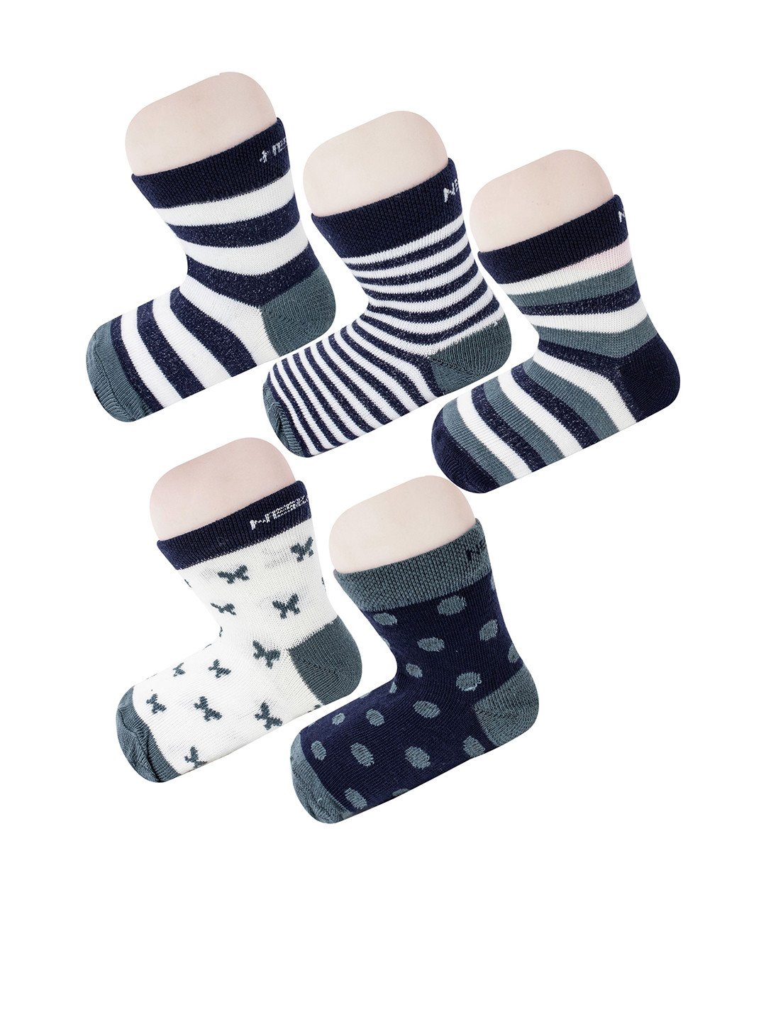 

BAESD Infants Pack Of 5 Patterned Ankle-Length Socks, Blue