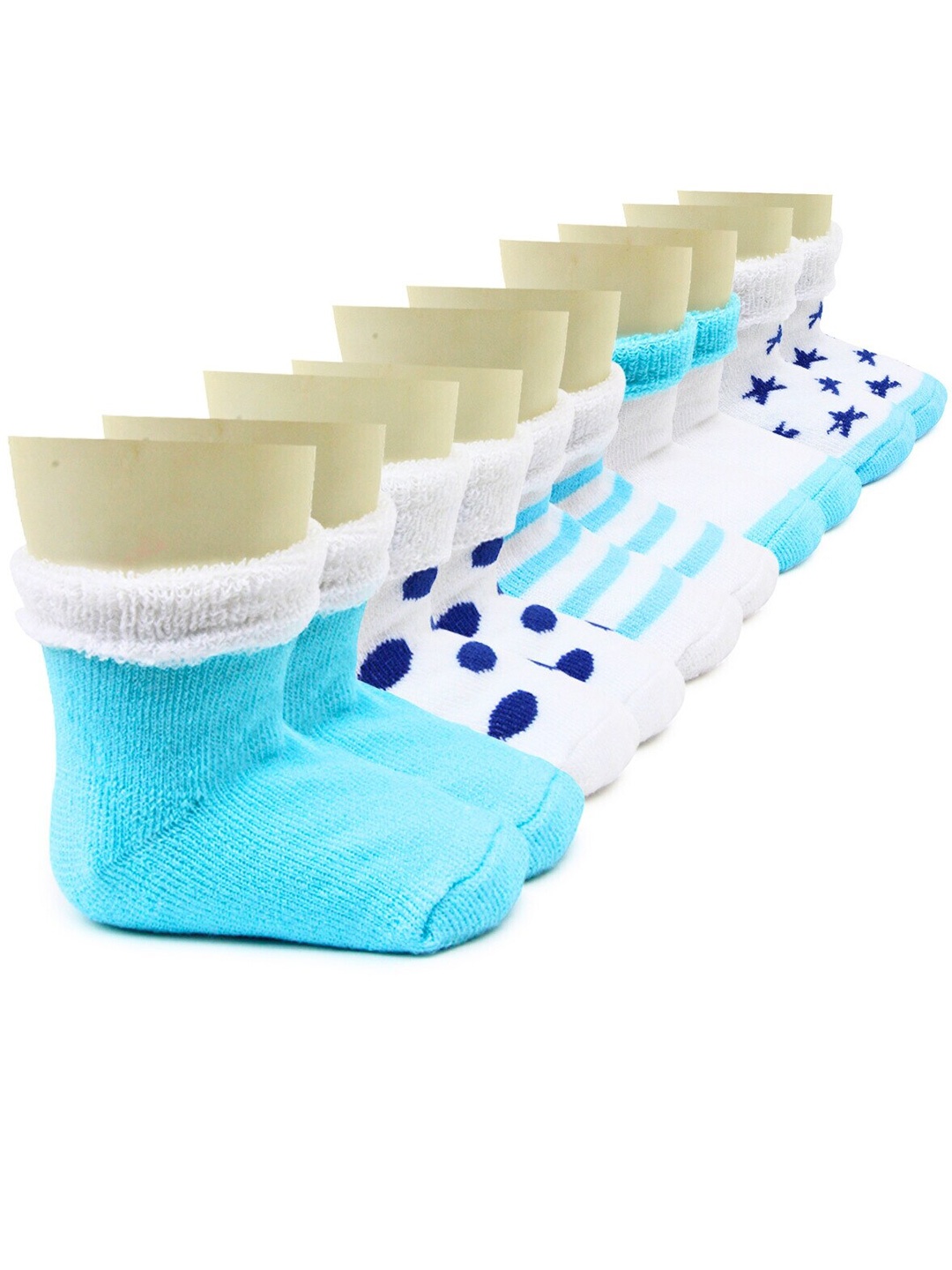 

BAESD Infants Pack Of 5 Patterned Calf-Length Socks, Blue