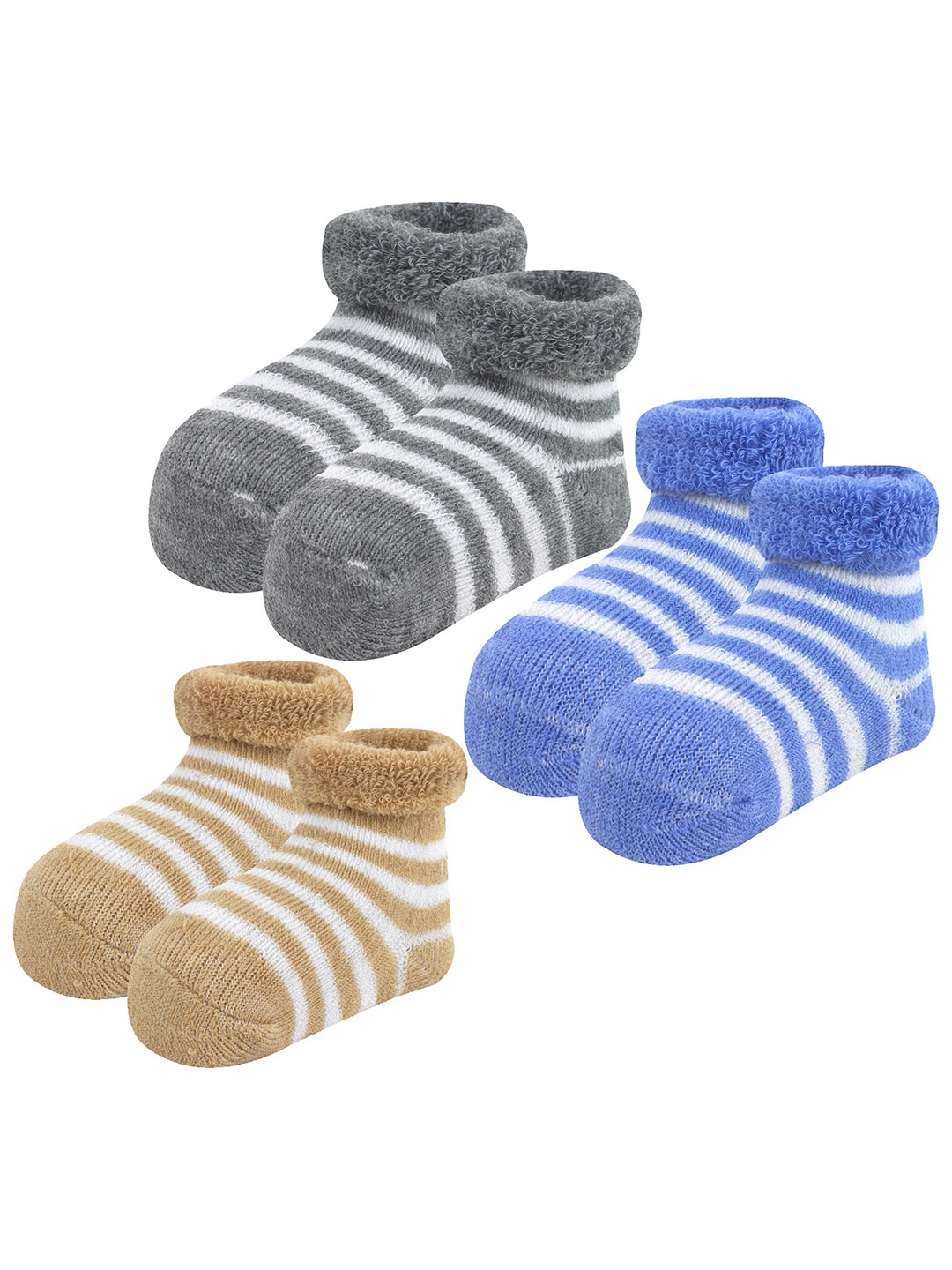 

BAESD Infants Pack Of 3 Striped Ankle-Length Socks, Brown