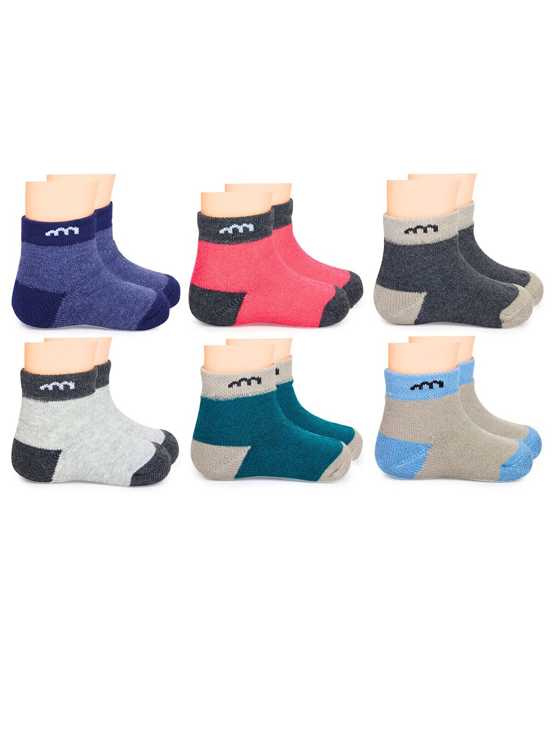 

BAESD Infants Pack Of 6 Patterned Terry Cotton Above Ankle-Length Socks, Red