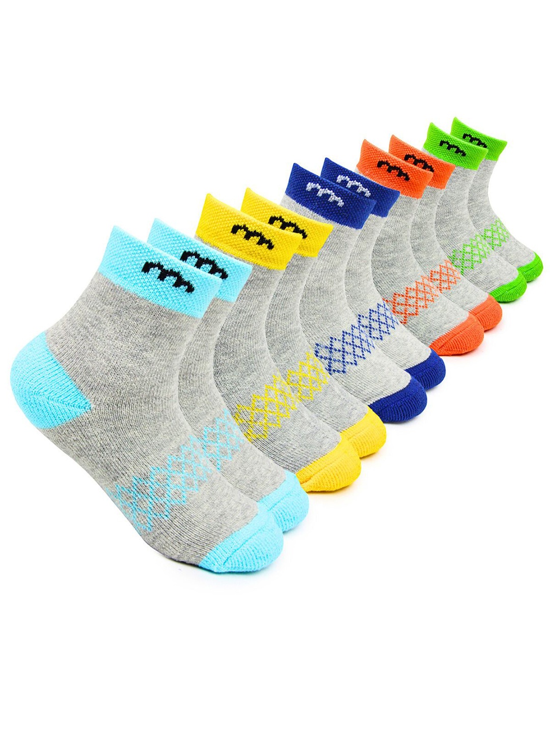 

BAESD Kids Pack Of 5 Checked Ankle Length Socks, Orange