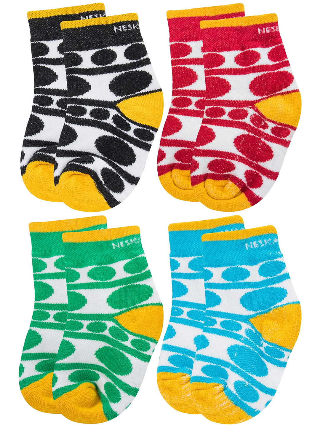 

BAESD Kids Pack Of 4 Patterned Cotton Ankle-Length Socks, Yellow