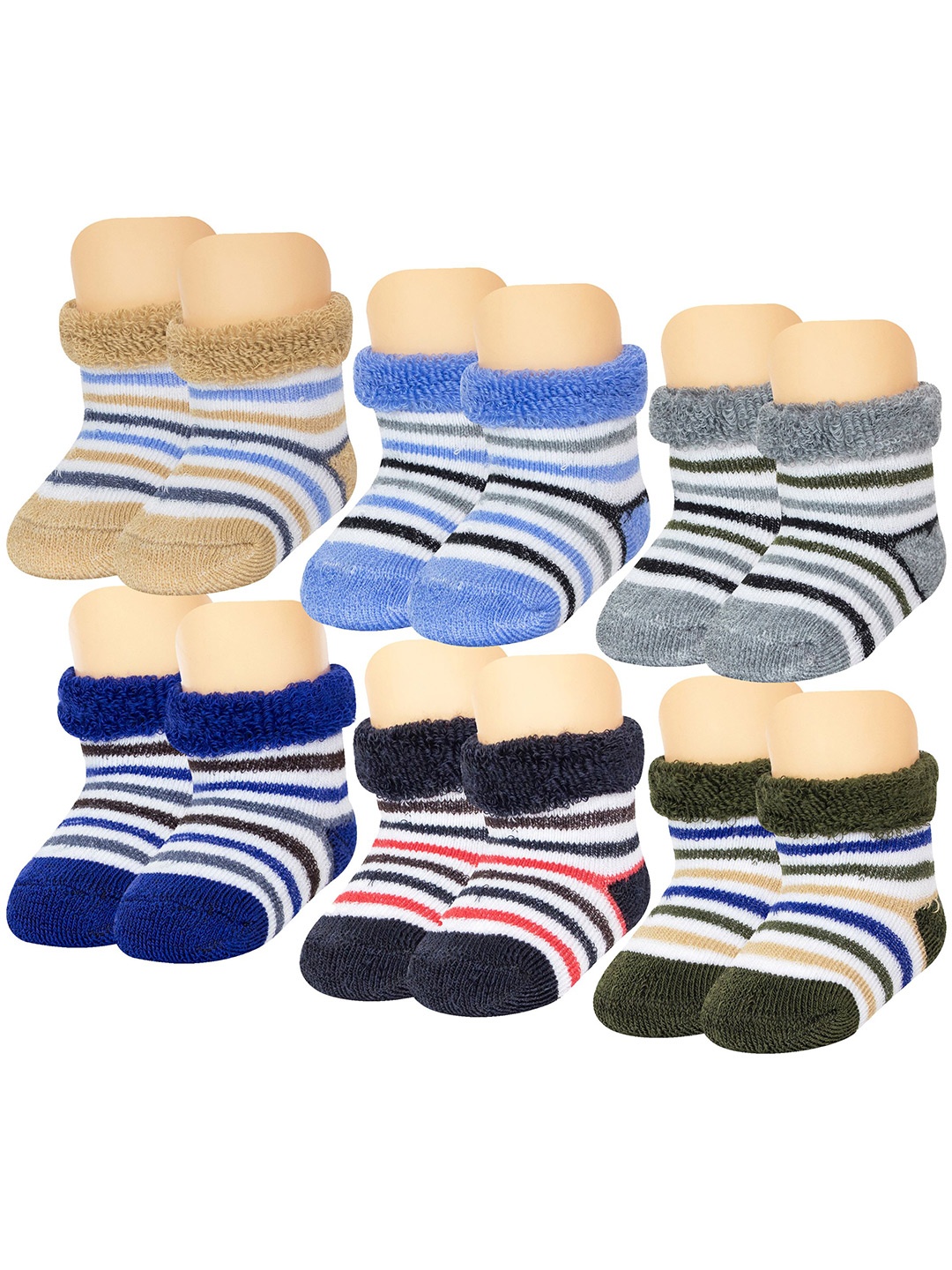 

BAESD Infants Pack Of 6 Striped Ankle Length Socks, Blue