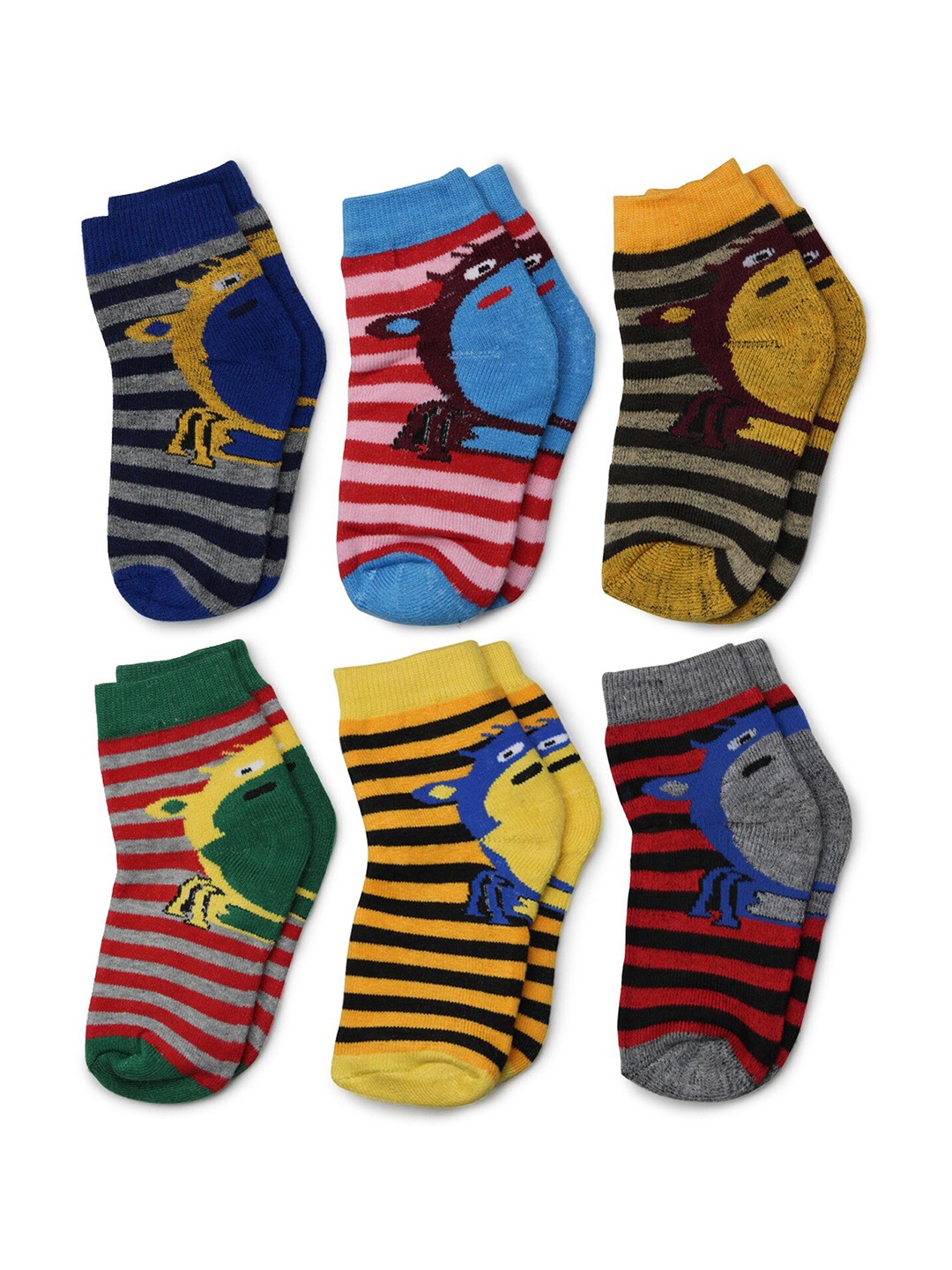 

BAESD Kids Pack Of 6 Striped Ankle Length Socks, Red