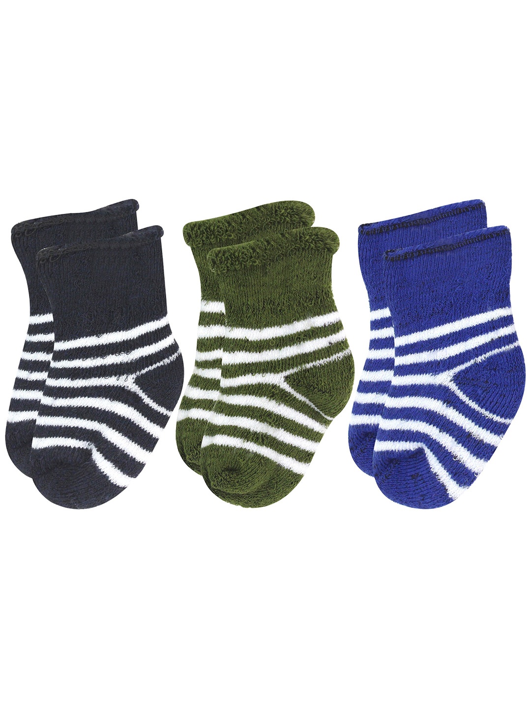 

BAESD Infants Pack Of 3 Striped Ankle Length Socks, Green