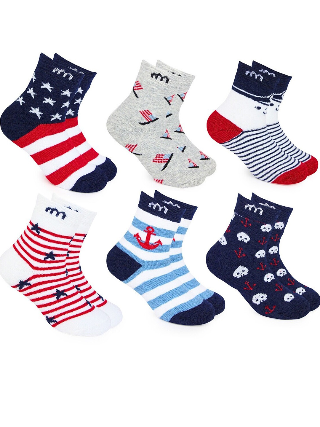 

BAESD Infants Pack Of 6 Patterned Breathable Ankle Length Socks, Red