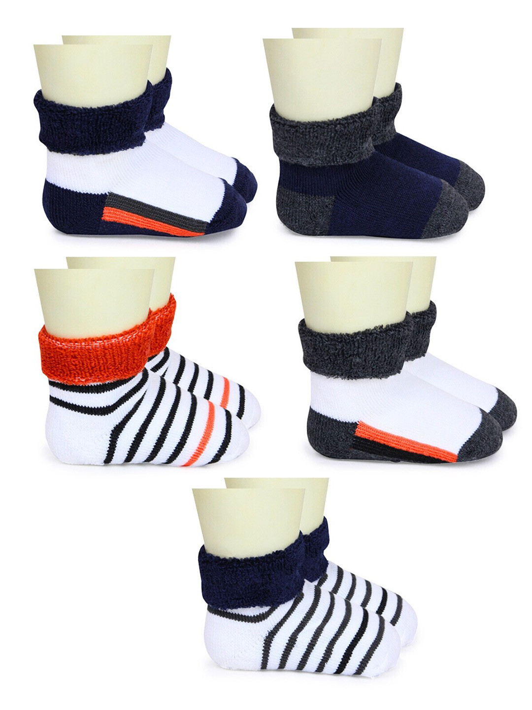 

BAESD Infants Pack Of 5 Patterned Ankle-Length Socks, White
