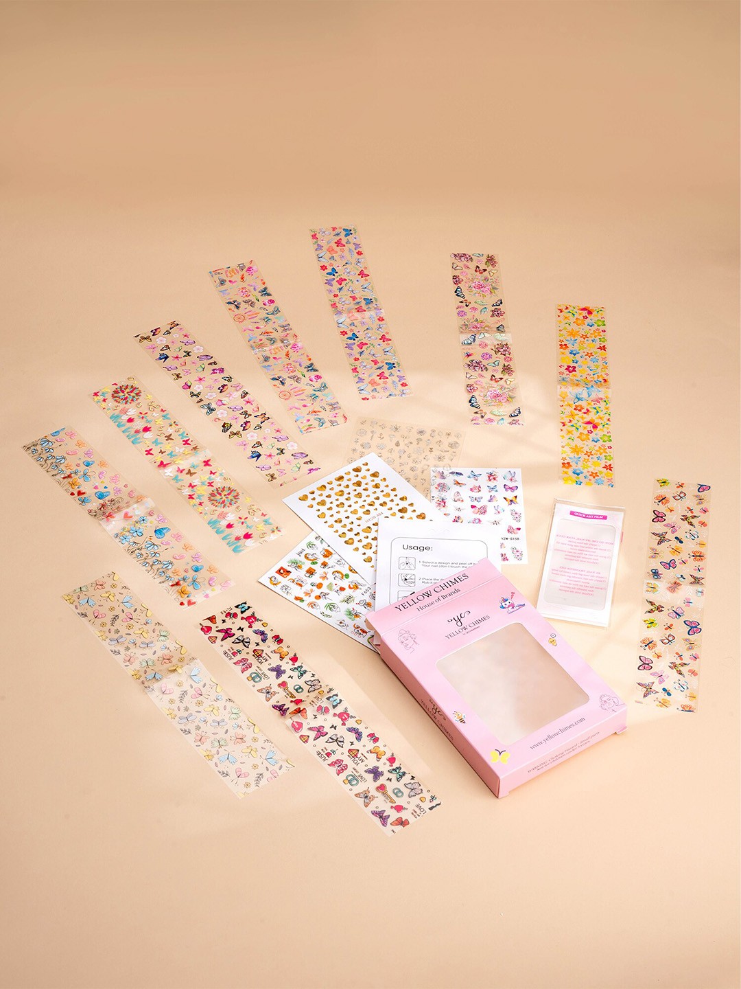 

Yellow Chimes Self Adhesive Nail Art Nail Stickers - Shade 04, Multi