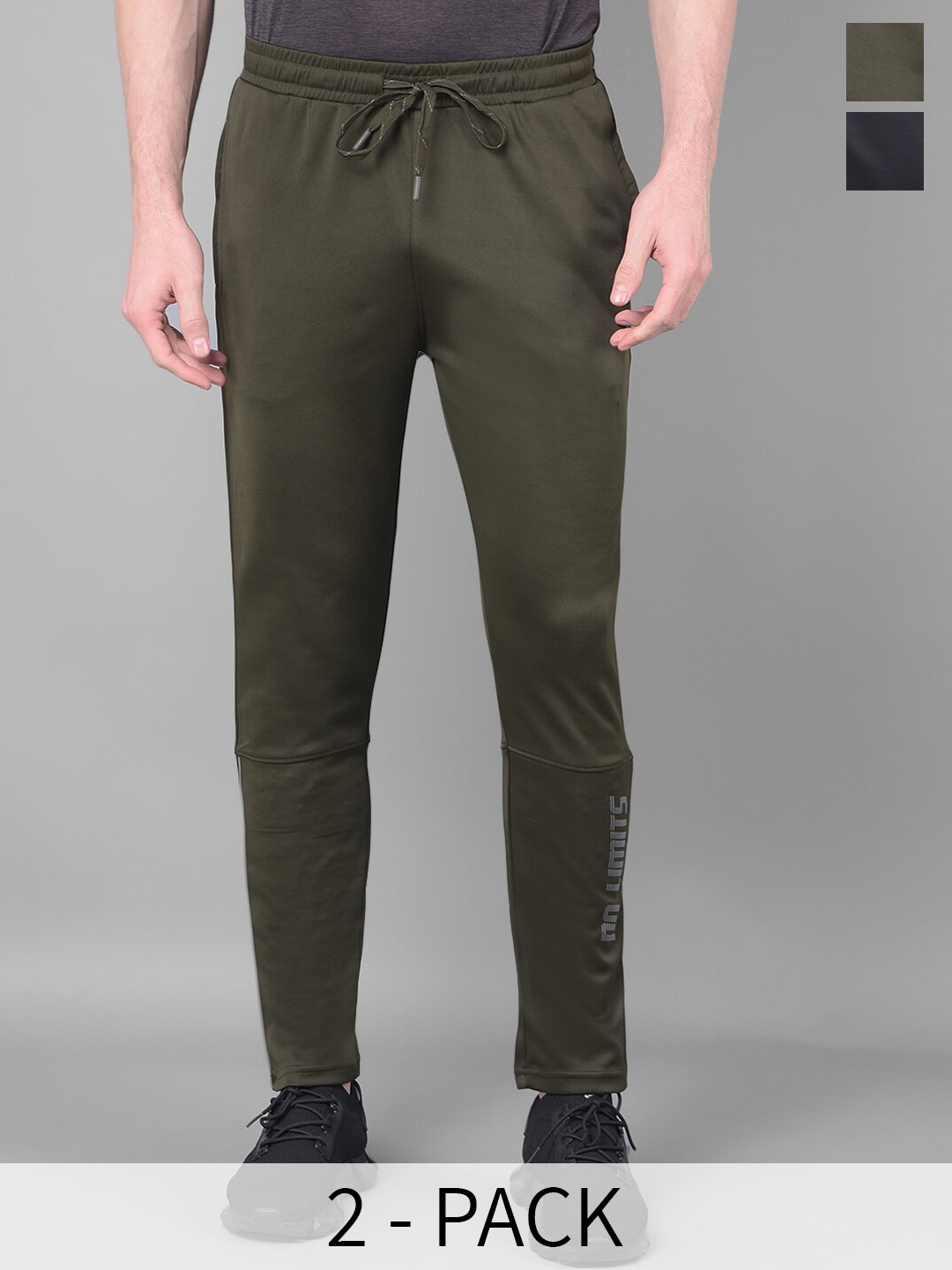 

Force NXT Men Pack of 2 Mid-Rise Anti-Viral Anti-Odour Cool Sports Track Pants, Olive