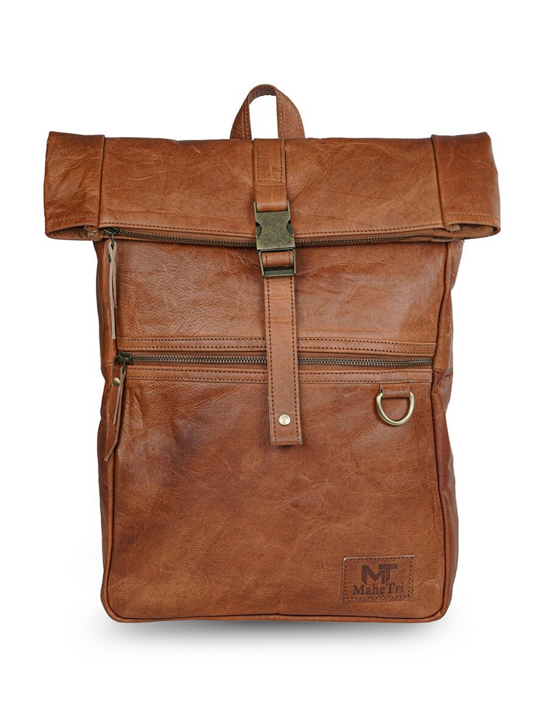 

MaheTri Leather Backpack, Camel brown