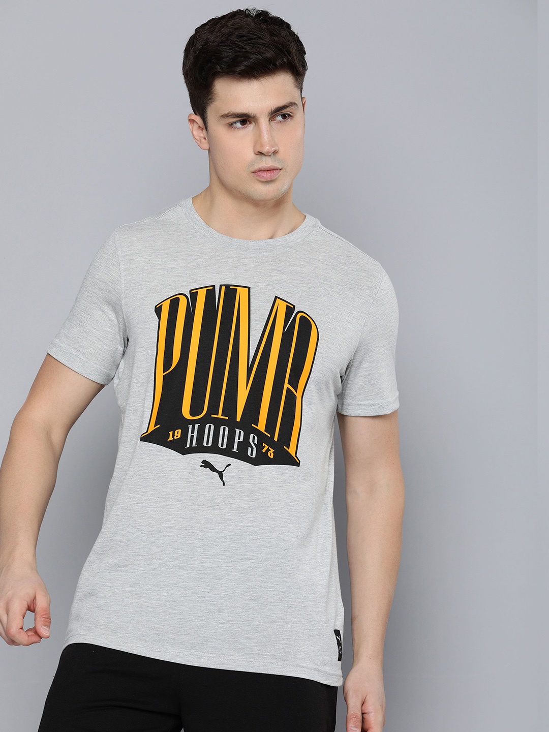 Puma Brand Logo Printed Basketball T-shirt, Grey