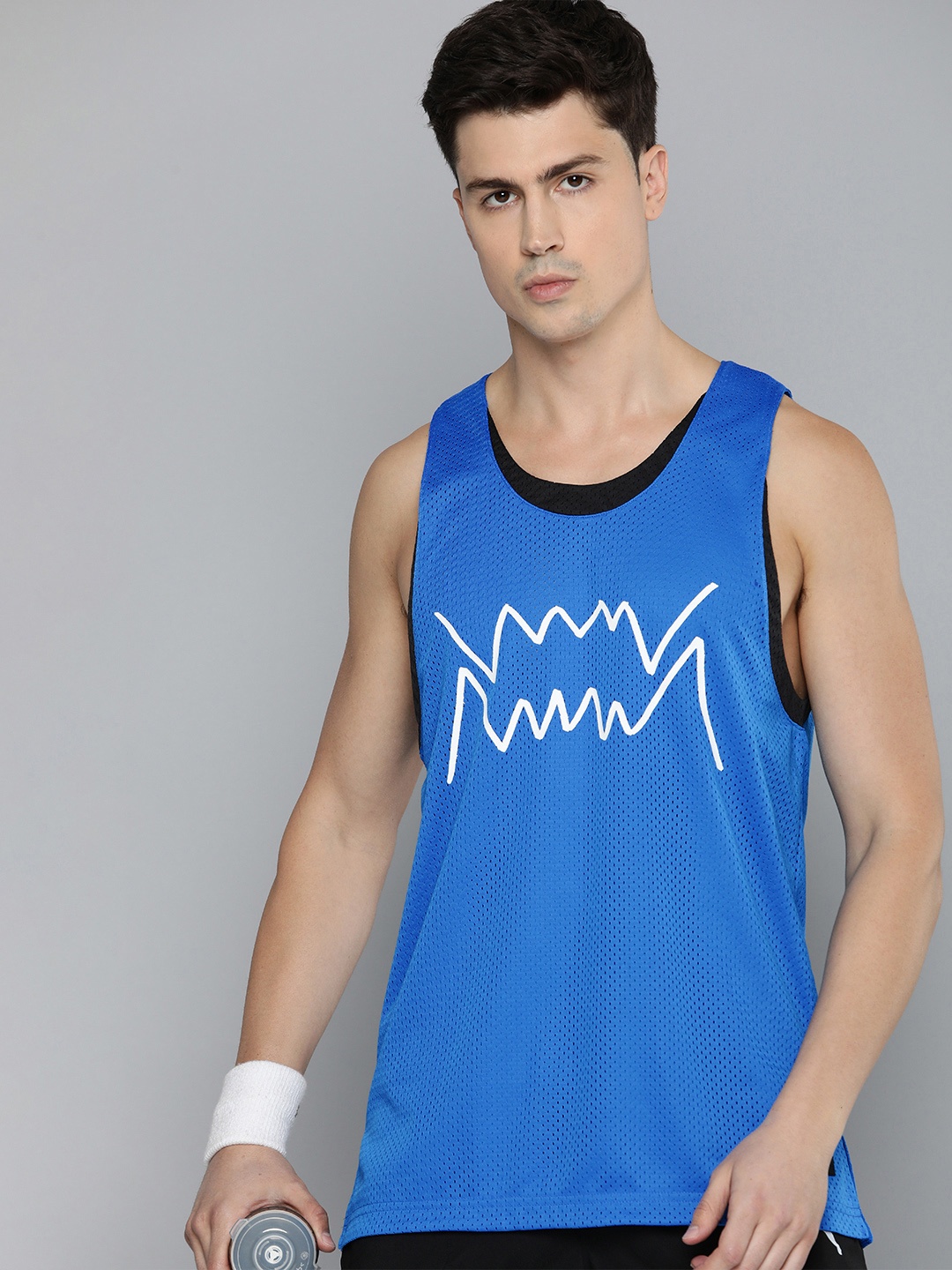 

Puma Jaws Core DryCell Self Design & Printed Basketball Tank T-shirt, Blue