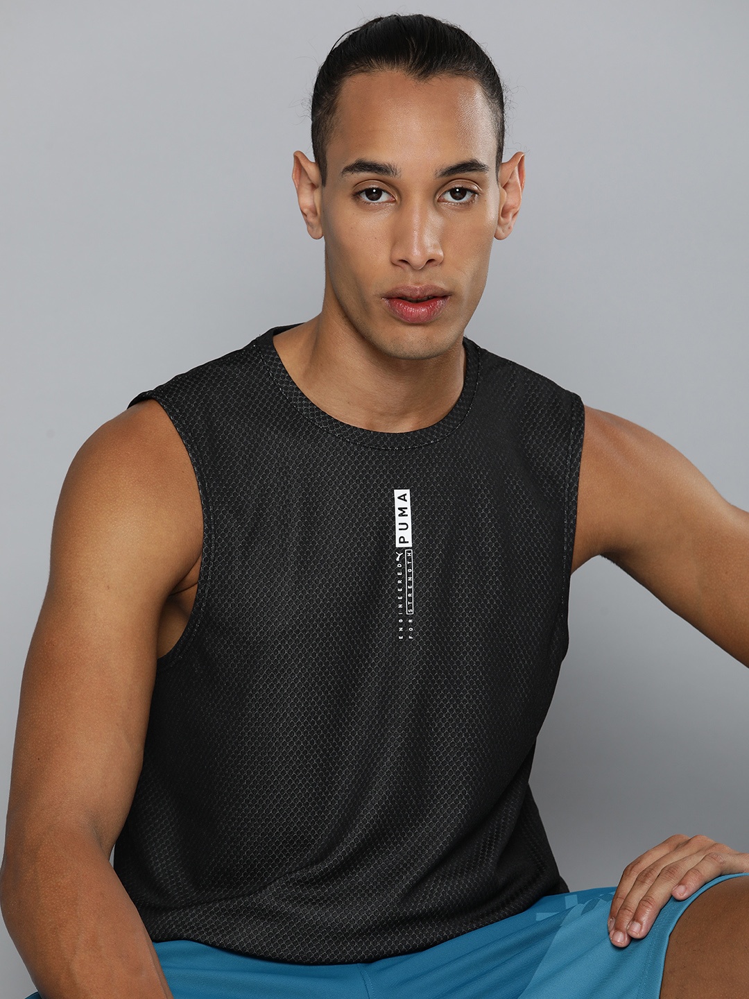 

Puma DriRelease Mesh Brand Logo Printed Training Tank T-shirt, Black