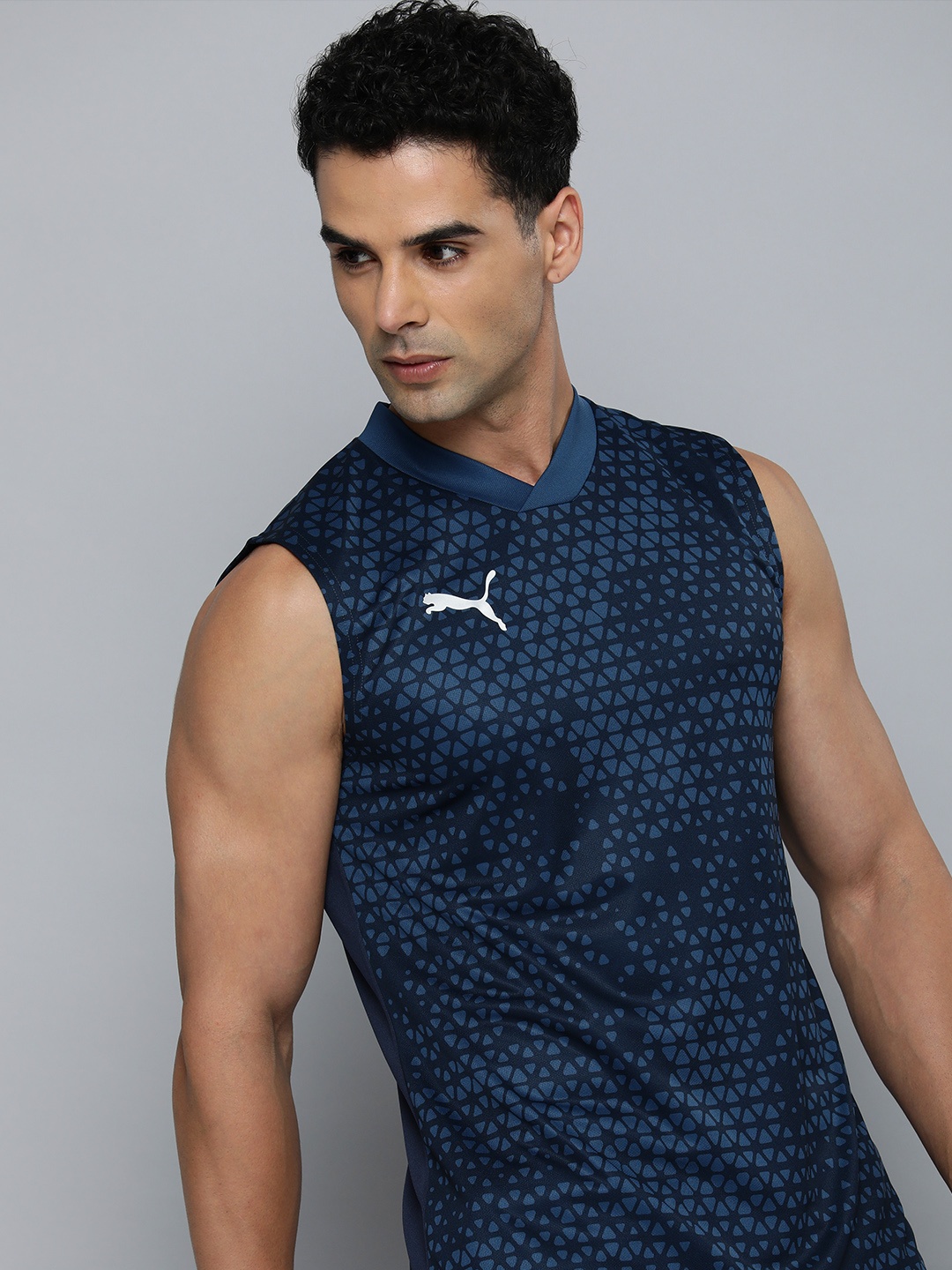 

Puma Men Printed teamCUP Training dryCELL Slim Fit T-shirt, Navy blue