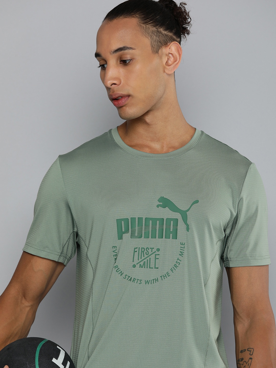 

Puma x First Mile Brand Logo Printed dryCELL Running T-shirt, Green