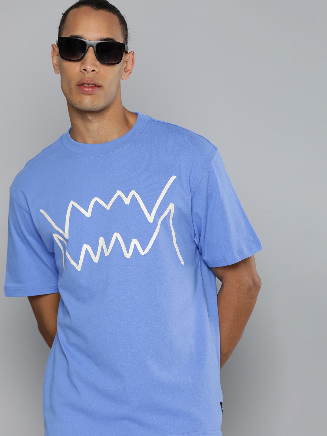

Puma Jaws Core Printed Drop-Shoulder Sleeves Pure Cotton Basketball T-shirt, Blue