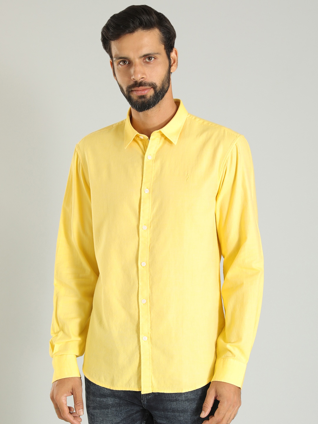 

Indian Terrain Spread Collar Pure Cotton Casual Shirt, Yellow