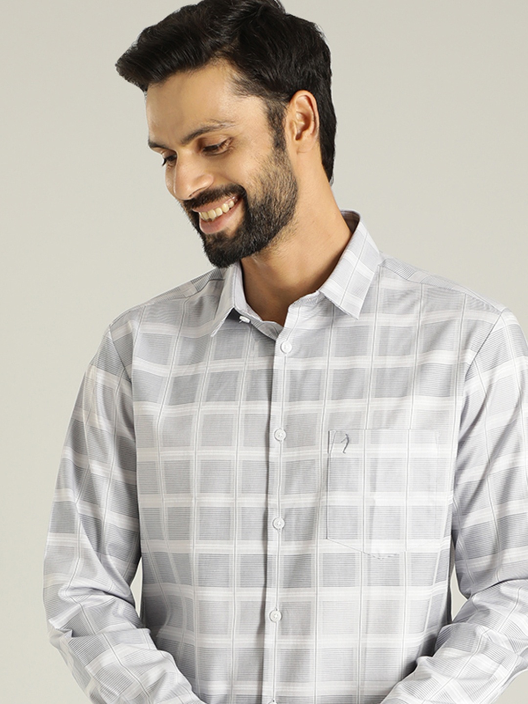 

Indian Terrain Checked Spread Collar Cotton Casual Shirt, Blue