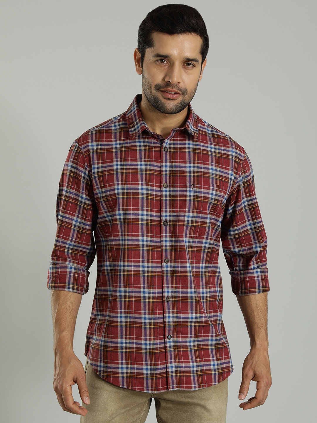 

Indian Terrain Tartan Checked Pure Cotton Casual Shirt, Maroon