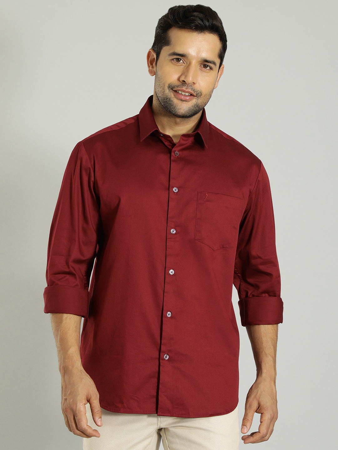 

Indian Terrain Spread Collar Pure Cotton Casual Shirt, Maroon